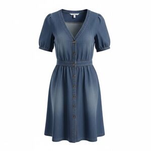 American Eagle Denim Button Front Midi Dress | Short Sleeve | Size M